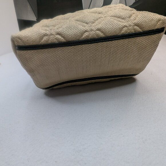 ♠️Kate Spade Quilted Woven Straw Satchel Hand Bag with Bow Accent Beige - Picture 5 of 17